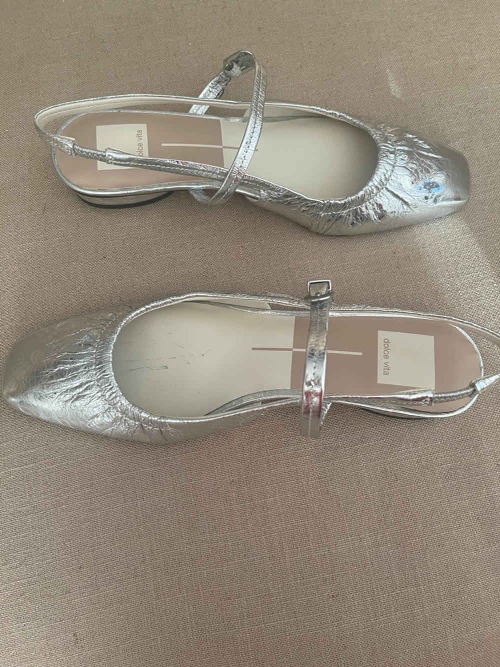 Vince Camuto Mary Jane Silver Flats